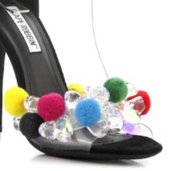 Fiesta Pom Pom Ankle Strap  Heels - Picture 3 of 4